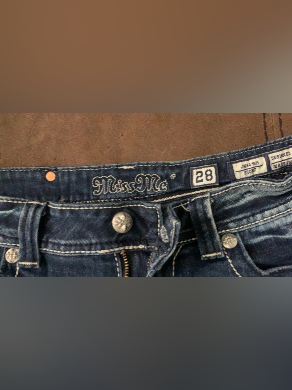 Miss Me Medium Blue Denim Ankle Shorts with Embroidered Pocket - Picture 4 of 4